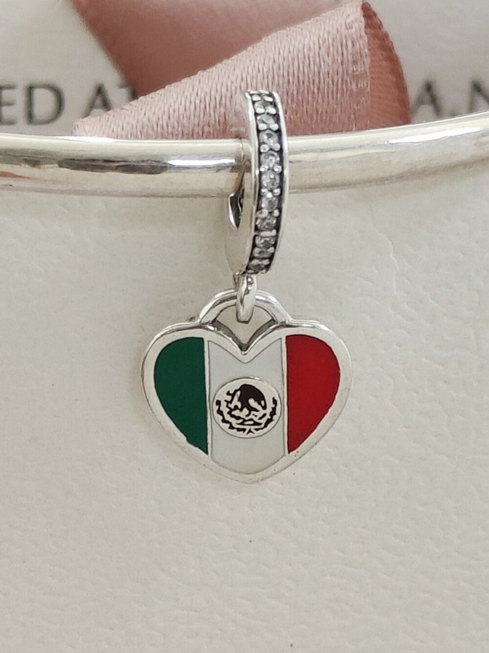 Pandora Mexico Flag Dangle Charm Travel Pendant S925 Silver with box